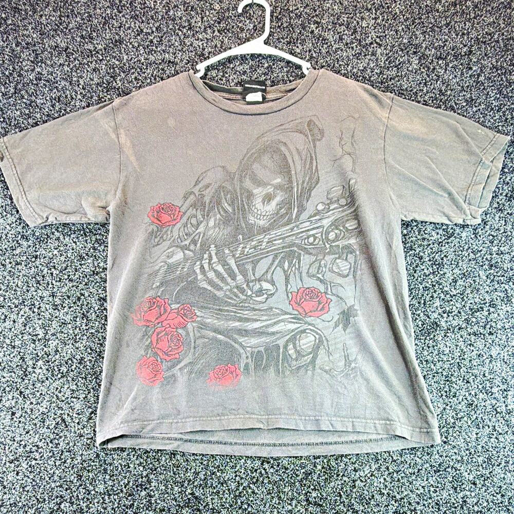 Hybrid Tees Men's XL Gray Skull Graphic Print Crew Neck Short Sleeve Cotton Tee